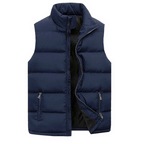 Colete acolchoado masculino puffer com gola alta e fecho zip