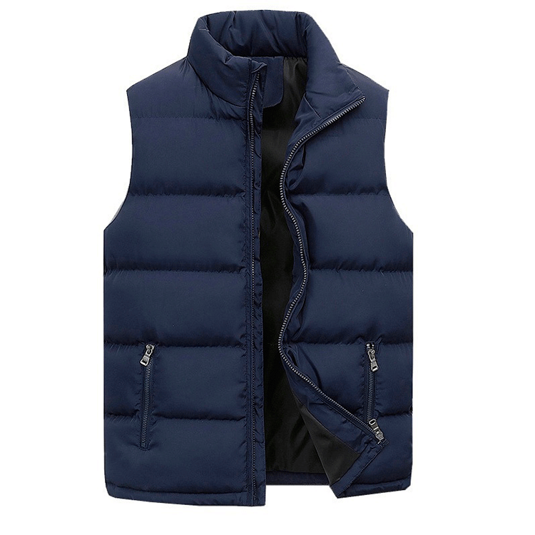Colete acolchoado masculino puffer com gola alta e fecho zip
