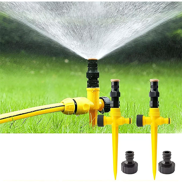 Aspersor de jardim 360° com padrões de pulverização ajustáveis e rega uniforme