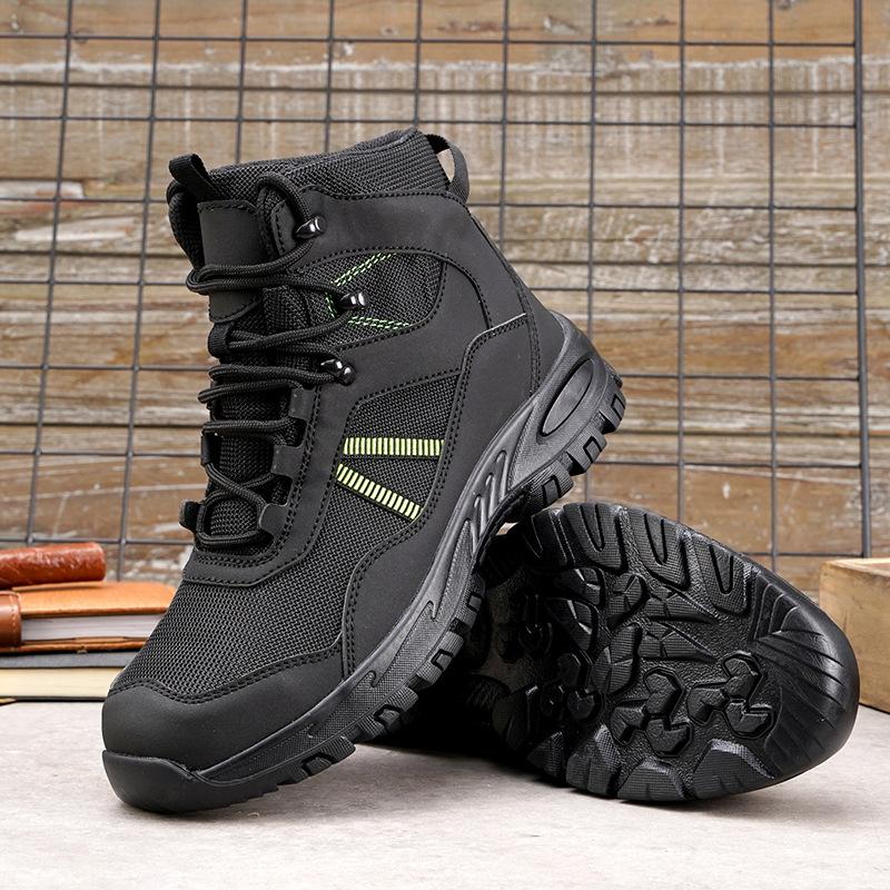 Sapatos de segurança com biqueira de aço e malha respirável antifuros ISO 20345