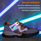 Sapatos de segurança com biqueira de aço, sola antiderrapante e bandas refletivas
