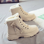 Botas de inverno femininas forradas com pelo sintético e sola antiderrapante