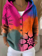Colete feminino patchwork com capuz em várias cores