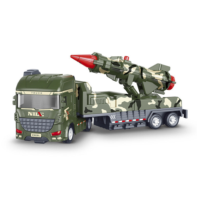 Caminhão militar de brinquedo com mecanismo pull-back, luzes e sons, ABS resistente