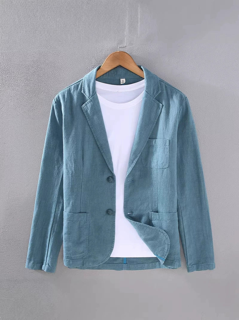 Blazer masculino de linho sem forro corte casual elegante