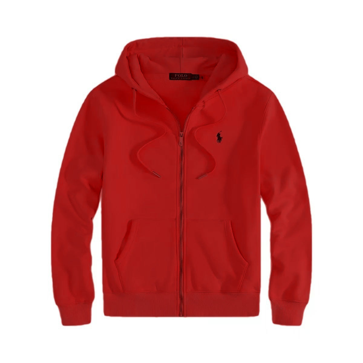 Sweatshirt homem casual com capuz e fecho éclair logo bordado equestre