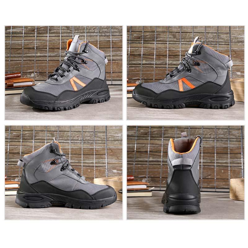 Sapatos de segurança com biqueira de aço e malha respirável antifuros ISO 20345