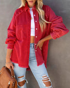 Jaqueta jeans oversized com franjas decorativas estilo casual feminino