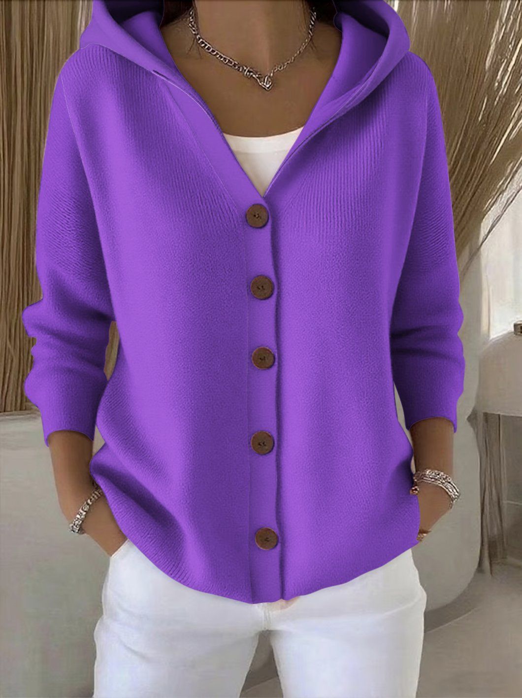 Colete feminino patchwork com capuz em várias cores