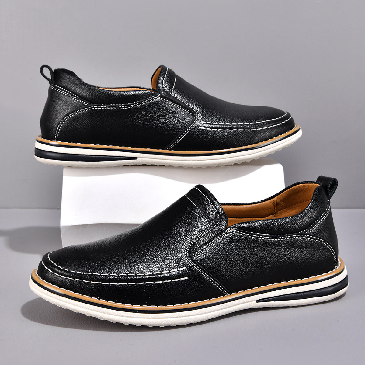 Mocassins de Couro para Homem | Preto, Marrom, Azul | Confortável