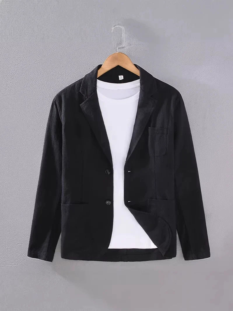 Blazer masculino de linho sem forro corte casual elegante
