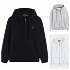 Sweatshirt homem casual com capuz e fecho éclair logo bordado equestre