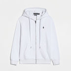 Sweatshirt homem casual com capuz e fecho éclair logo bordado equestre