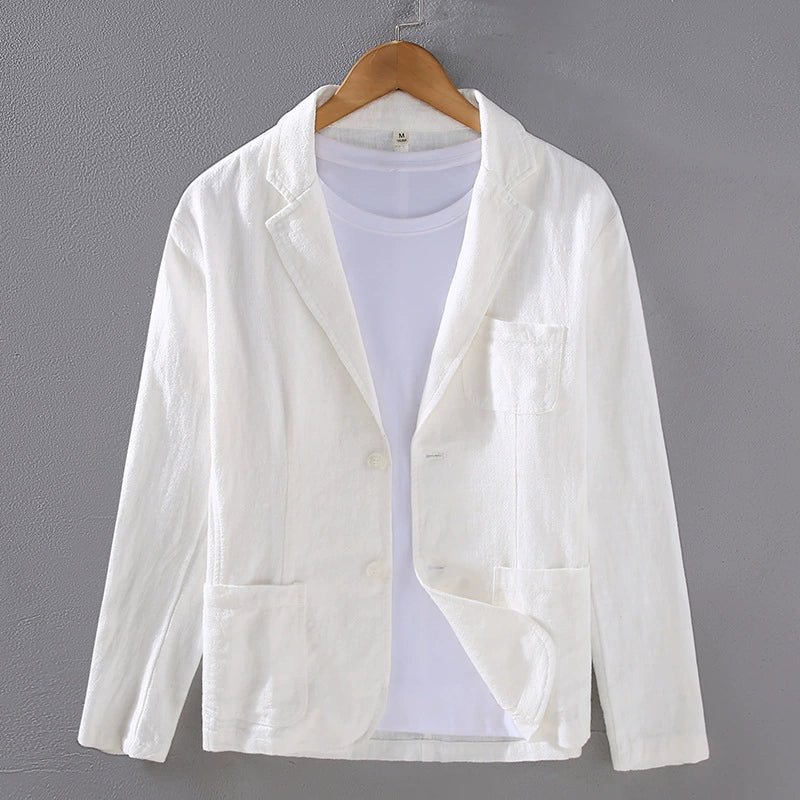 Blazer masculino de linho sem forro corte casual elegante