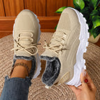 Ténis femininos acolchoados com atacadores leves design casual