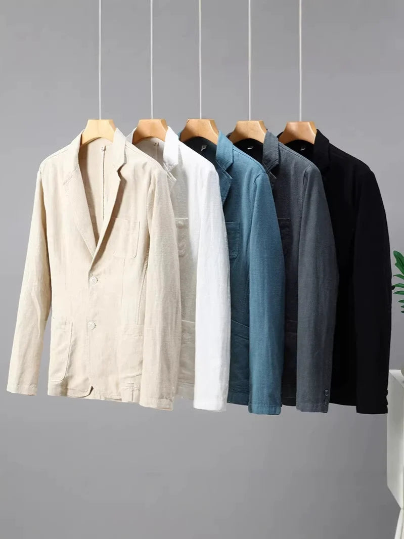 Blazer masculino de linho sem forro corte casual elegante