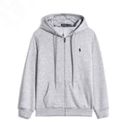 Sweatshirt homem casual com capuz e fecho éclair logo bordado equestre