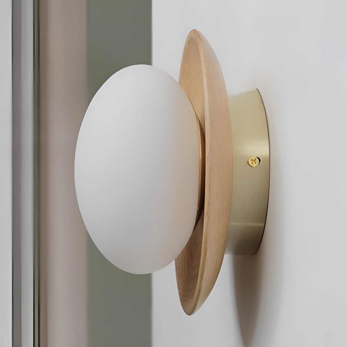 Aplique de parede redondo escandinavo para sala de estar, design minimalista circular