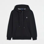 Sweatshirt homem casual com capuz e fecho éclair logo bordado equestre