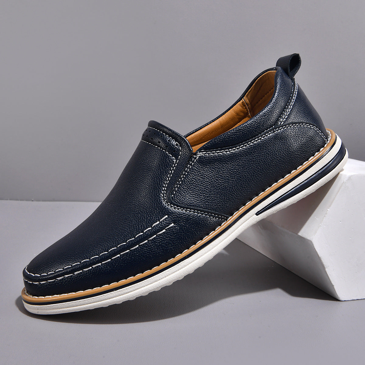 Mocassins de Couro para Homem | Preto, Marrom, Azul | Confortável