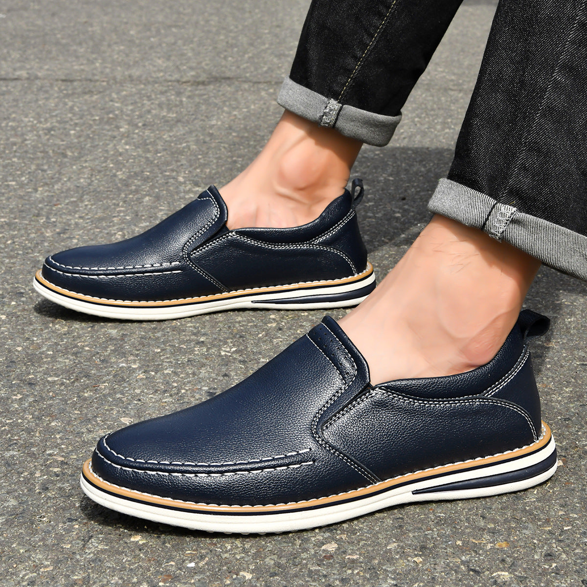 Mocassins de Couro para Homem | Preto, Marrom, Azul | Confortável