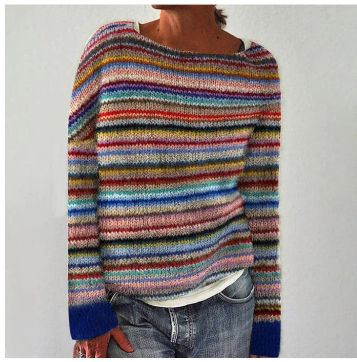 Camisola feminina manga longa corte descontraído disponível em amarelo azul e branco