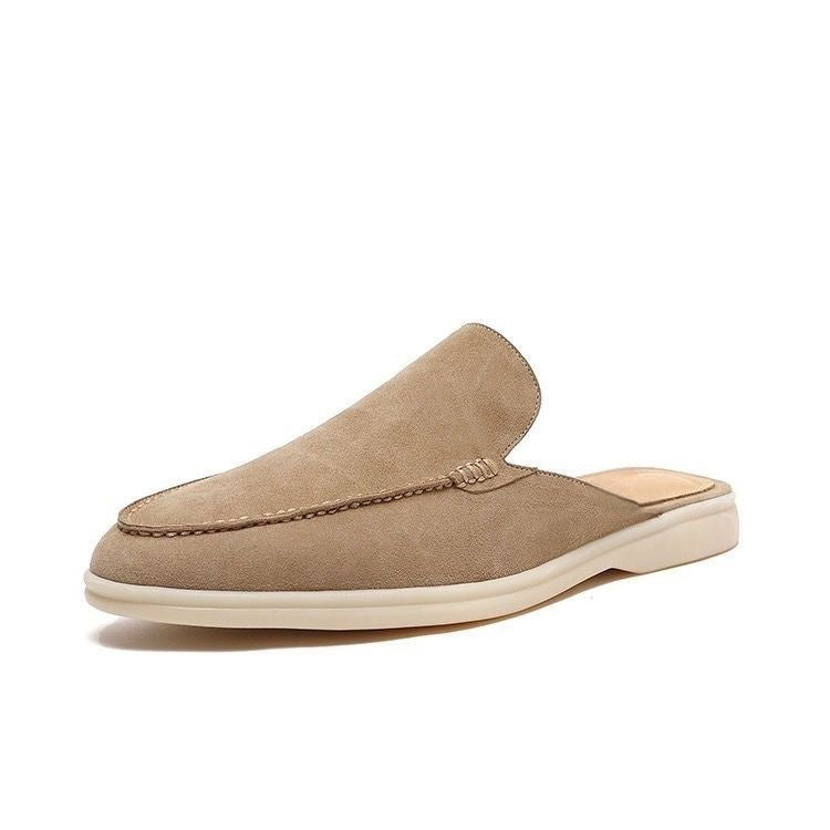 Mocassins masculinos sem calcanhar slip-on design minimalista sola baixa