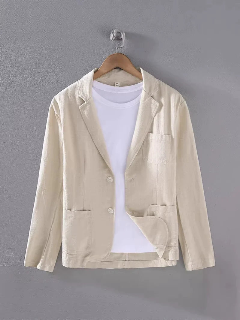 Blazer masculino de linho sem forro corte casual elegante
