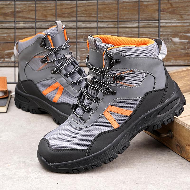 Sapatos de segurança com biqueira de aço e malha respirável antifuros ISO 20345