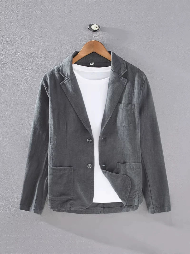 Blazer masculino de linho sem forro corte casual elegante
