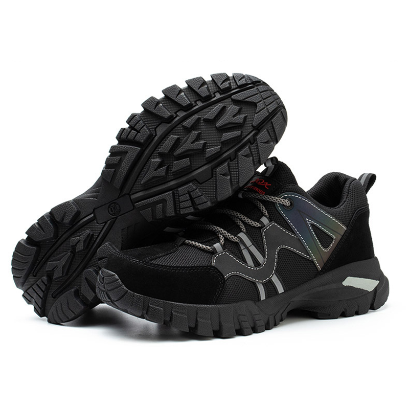 Sapatos de segurança com biqueira de aço, sola antiderrapante e bandas refletivas