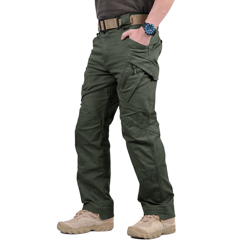Calças cargo táticas masculinas para trekking com múltiplos bolsos e costuras reforçadas