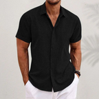 Camisa de linho masculina manga curta casual