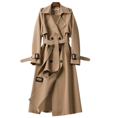 Trench coat mulher vintage comprimento midi com cintura definida e dragonas