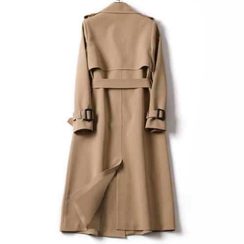 Trench coat mulher vintage comprimento midi com cintura definida e dragonas