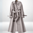 Trench coat mulher algodão clássico com cinto na cintura e duplo abotoamento