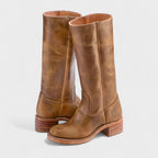 Botas cowboy femininas acolchoadas slip-on estilo western clássico