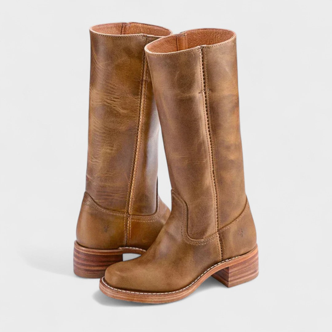 Botas cowboy femininas acolchoadas slip-on estilo western clássico