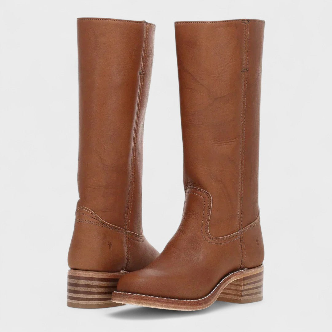 Botas cowboy femininas acolchoadas slip-on estilo western clássico
