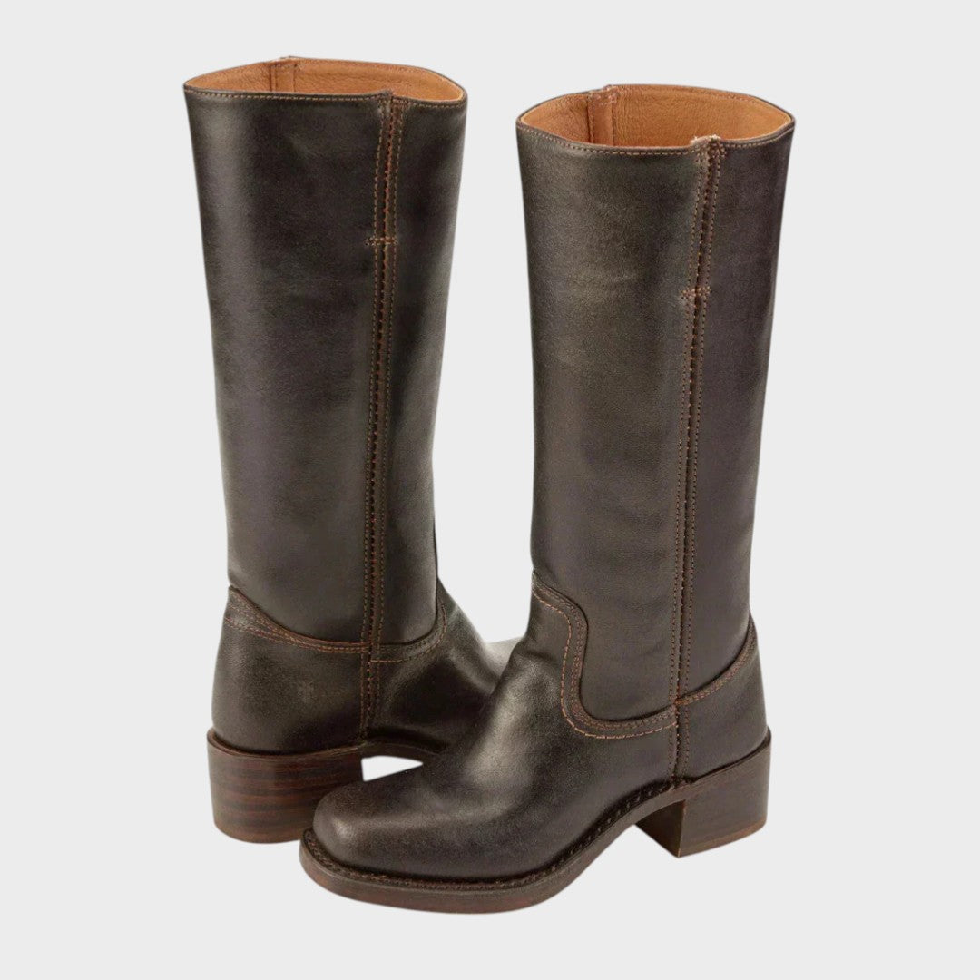 Botas cowboy femininas acolchoadas slip-on estilo western clássico