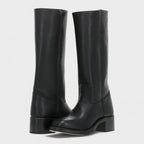 Botas cowboy femininas acolchoadas slip-on estilo western clássico