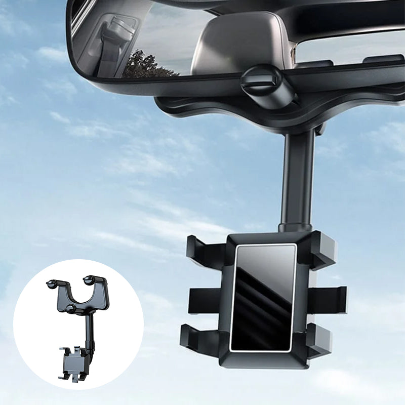 Suporte de telemóvel para espelho retrovisor com rotação 360°, universal