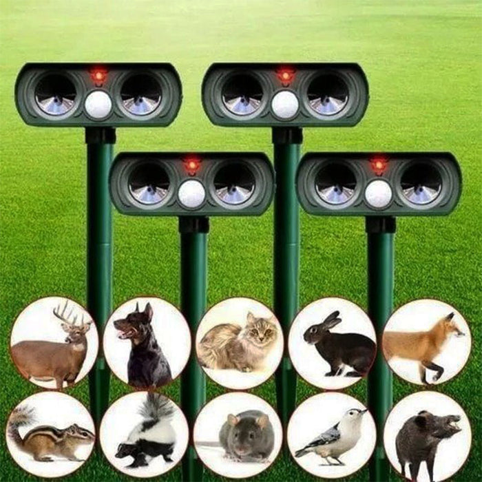 Repelente solar de animais ultrassônico com sensor PIR infravermelho 110° para jardim