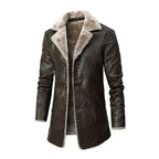Casaco trench masculino com gola de pelos sintéticos comprimento médio