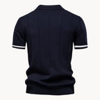 Polo homem malha com fecho zip curto e gola clássica corte regular fit