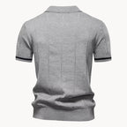 Polo homem malha com fecho zip curto e gola clássica corte regular fit