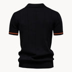 Polo homem malha com fecho zip curto e gola clássica corte regular fit