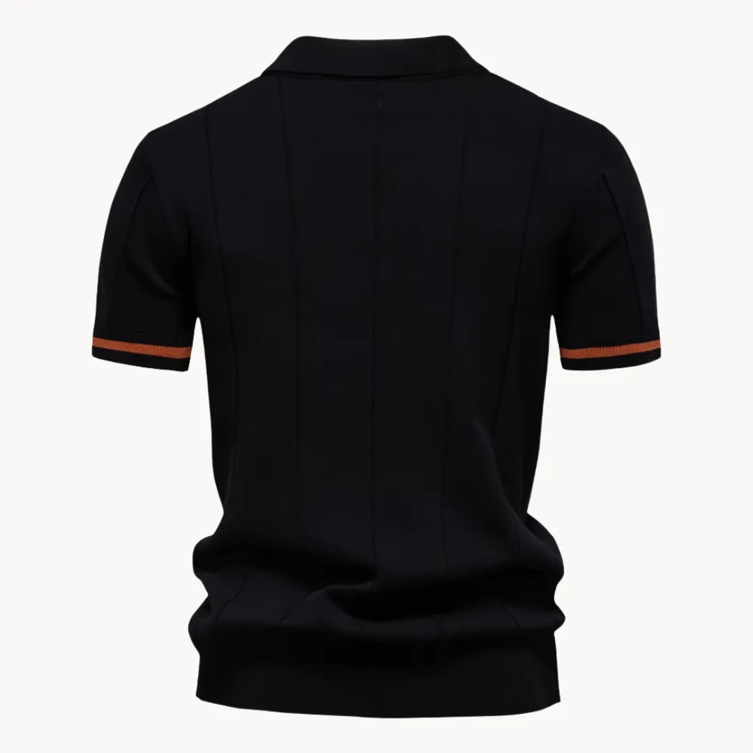 Polo homem malha com fecho zip curto e gola clássica corte regular fit