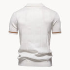 Polo homem malha com fecho zip curto e gola clássica corte regular fit