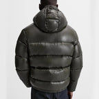 Puffer jacket homem com capuz corte folgado casaco acolchoado de inverno